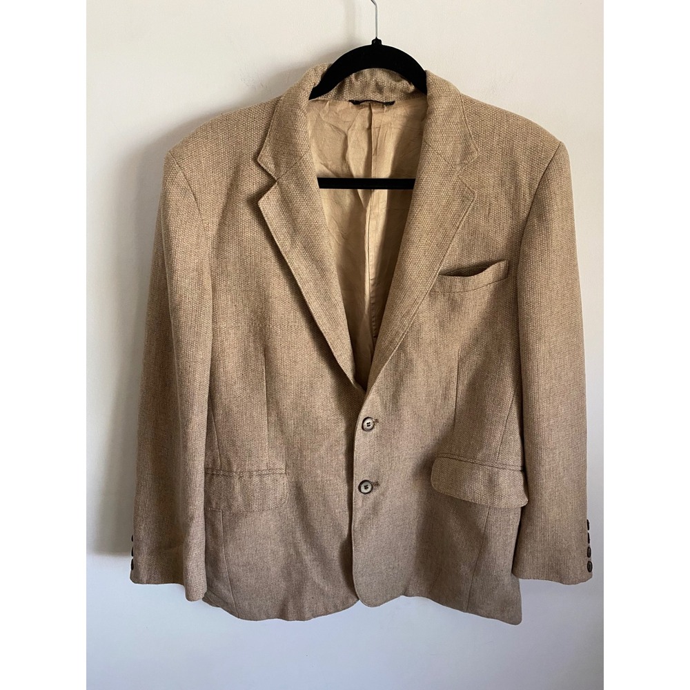 Vintage Levis Sportswear Mens 42R Blazer Tan Hopsack Two Button Sport Coat